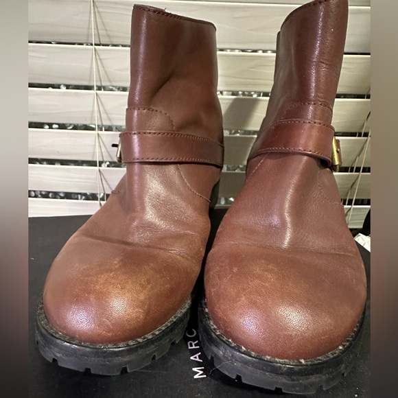 Marc jacobs brown buckle short booties lugged style sole size 9 - Picture 2 of 7